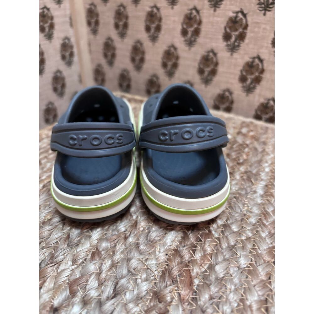 Crocs Kids Bayaband Clog Slate Grey Lime Punch Sporty Gorpcore Slip On Shoes sz8 - Picture 3 of 5